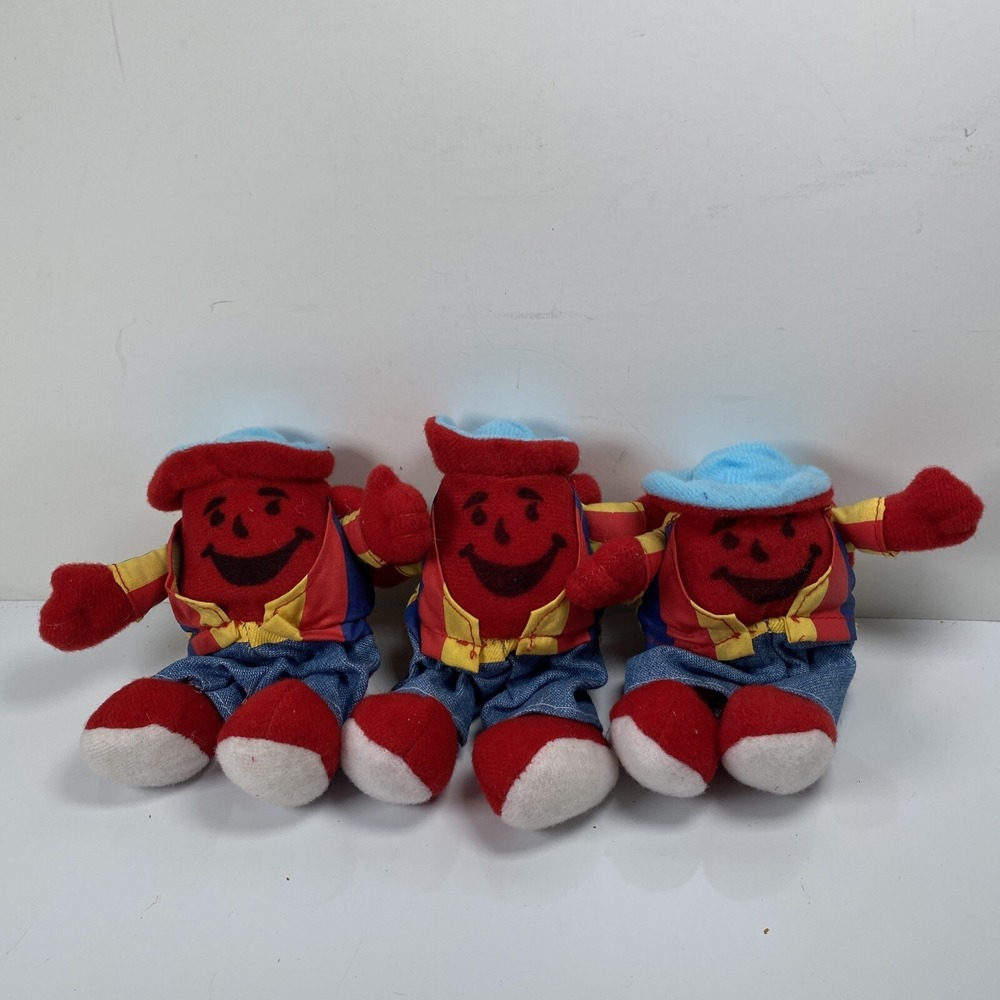 2000 Kool Aid Man Mini Plush Kraft Doll Prize‎ Red Yellow Jeans 5" Preschool Lot